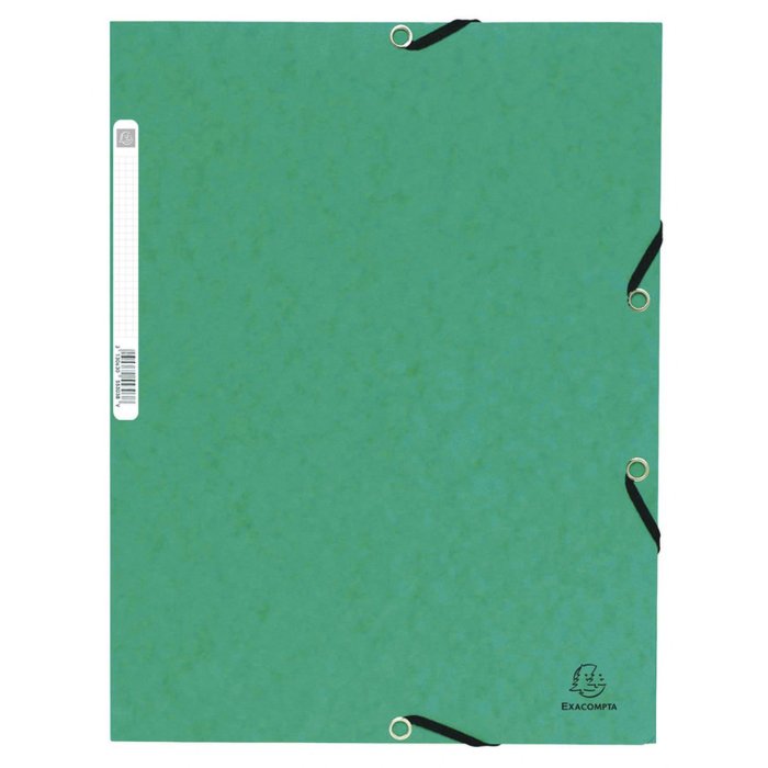 Binder with elastic and three flaps from Manila cardboard 355g, for A4 Green