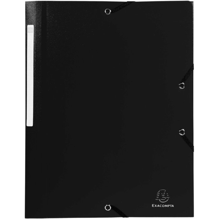 Exacompta A4 folder with 3 flaps elasticated drawstring black