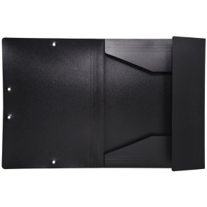 Exacompta A4 folder with 3 flaps elasticated drawstring black