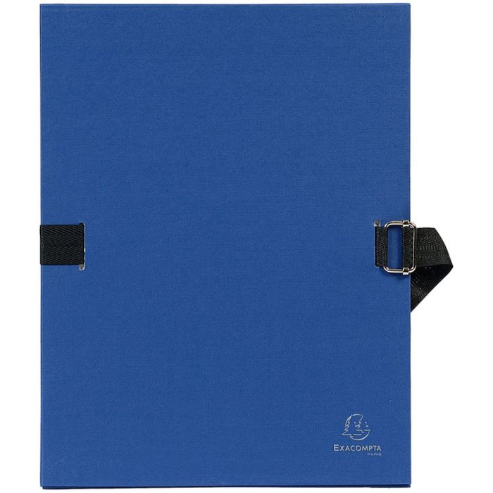 Documents Expanding spine, cardboard covered with colored fabric cover, with buckle closure and linen webbing for A4 Dark Blue