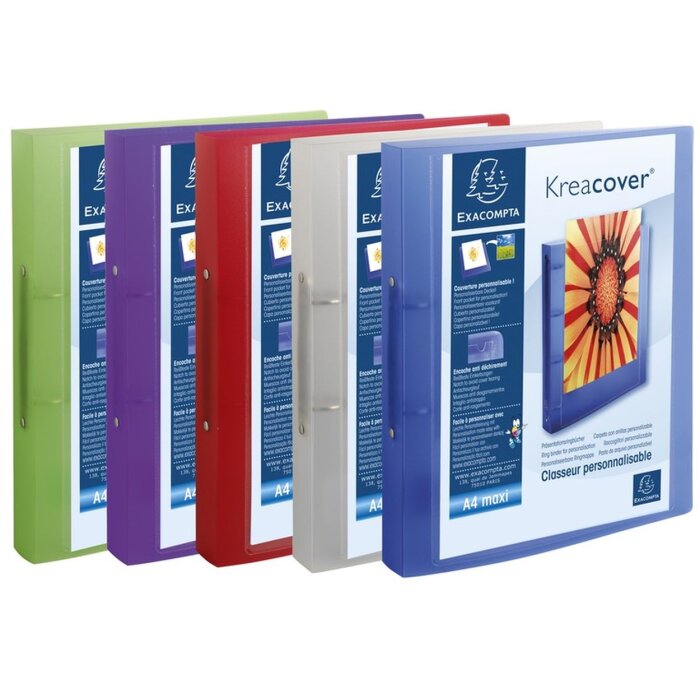 Ring Binder PP 700? with 2 rings 30mm back 40mm Chromaline Krea Cover, A4 overwidth assorted colors