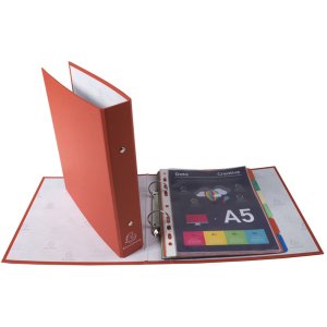 laminated ring binder of solid cardboard 1.8mm PP, 2 rings 30mm, 40mm back, for DIN A5 format Red