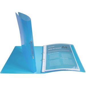 Ring Binder PP 500? with 2 rings 15mm, 20mm back, Crystal, for A4 Blue