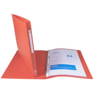 Ring binder made of PP 500µ with 4 rings 15mm, back 20mm, opaque, for size DIN A4 colors sorted