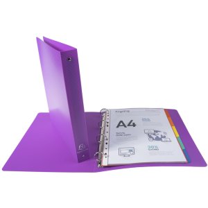 Ring Binder PP 700? with 4 rings 30mm, 40mm back, opaque, A4 overwidth assorted colors