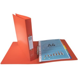 Ring binder of solid PP 1000? with 2 rings 30mm, 40mm back, opaque, A4 excess width Red