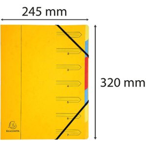 Order portfolio from Manila cardboard 400g stitched with 7 compartments and elastic band, for A4 Yellow