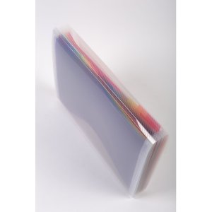 Subjects folder with handle and 13 colored compartments Crystal, for A4 Transparent white