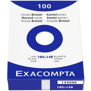 Pack of 100 index cards without holes, A6 105x148mm,...