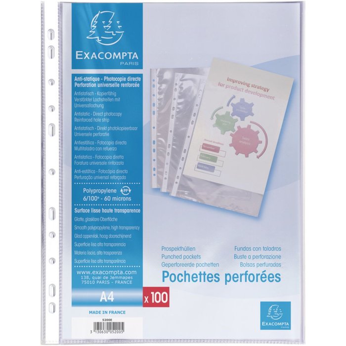 Sheet protectors A4 PP smooth 60µ 100 pieces