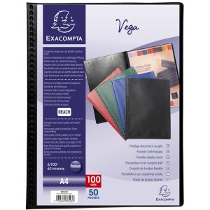 File sheet with soft PP lid 300? 50 cases VEGA opaque, for A4 Black