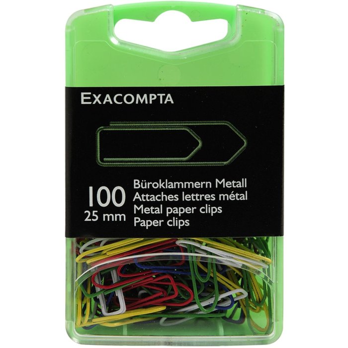 Box sorted with 100 pieces assorted colors paper clips, 25mm color