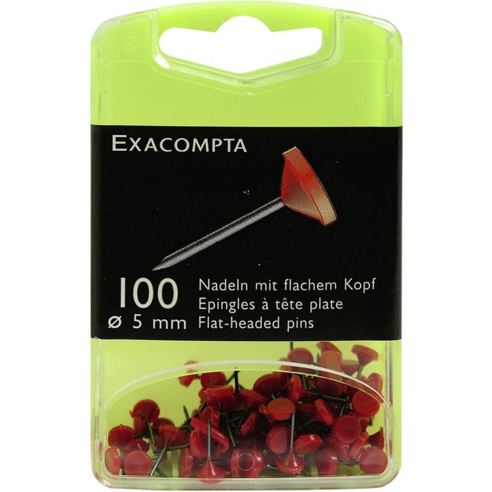 Flat head pins Ø 5 mm 100 pieces red