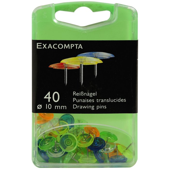 Thumbtacks Ø10mm transparent colors 40 pieces