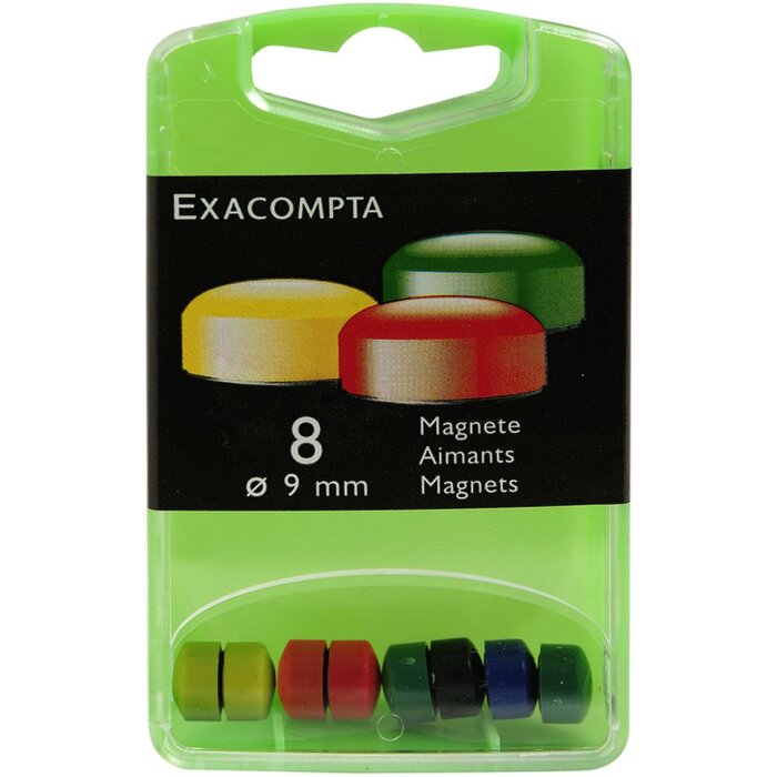 Magnets Ø 9 mm Assorted Colors 8 pieces