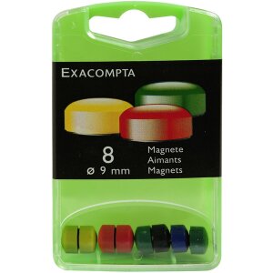 Magnets Ø 9 mm Assorted Colors 8 pieces