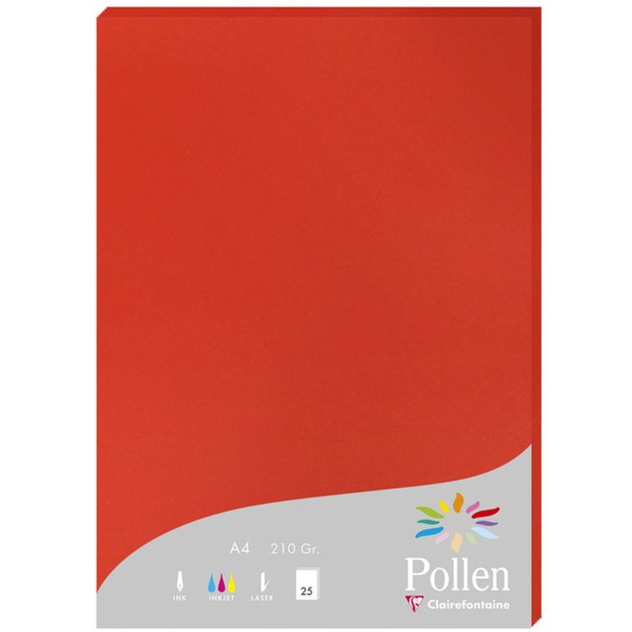 Paper A4 Pollen 210g coral red 25 sheets