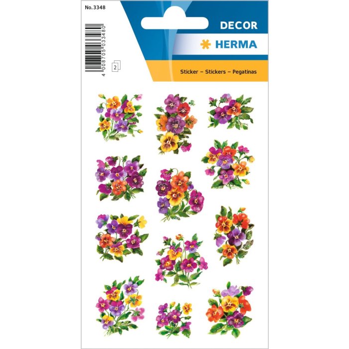 Stickers "Colourful Pansies" DECOR, self adhesive