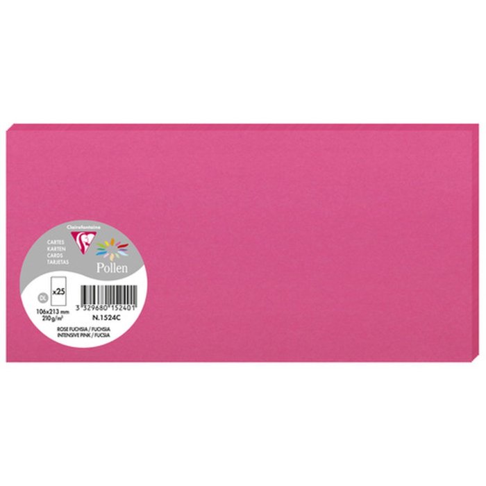 Pack 25 cards pollen, dl 106x213mm, 210g fuchsia