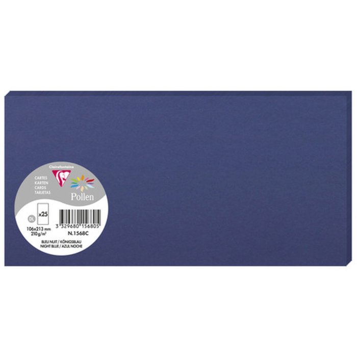 Pack 25 cards pollen, dl 106x213mm, 210g royal blue