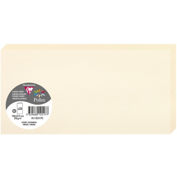 Pack 25 Double Pollen Cards, DL 106x213mm, 210g - Ivory