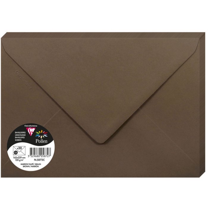 Pack 20 envelopes pollen, c5 162x229mm, 120g brown