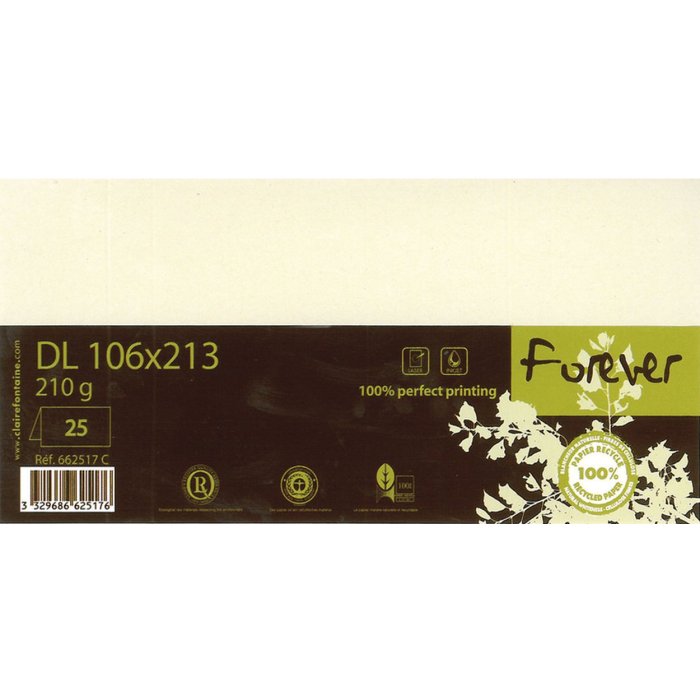 Double card Forever DL 210g ivory 25 pieces 106x213mm