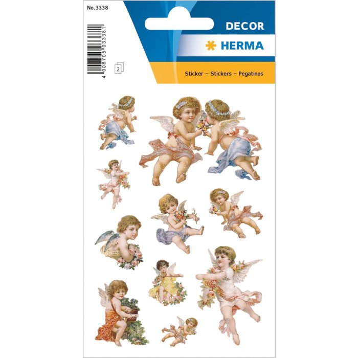 Nostalgic stickers "Angels" - slef adhesive, DECOR - glitter