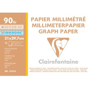 Graph paper A4 perforated white 90g