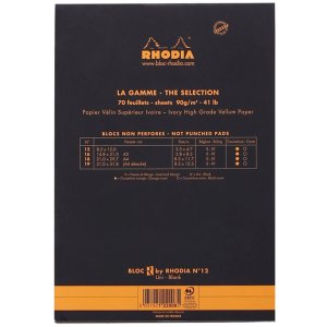 Rhodia Block stapled 8,5x12 cm 70 sheets blank 90g - Black