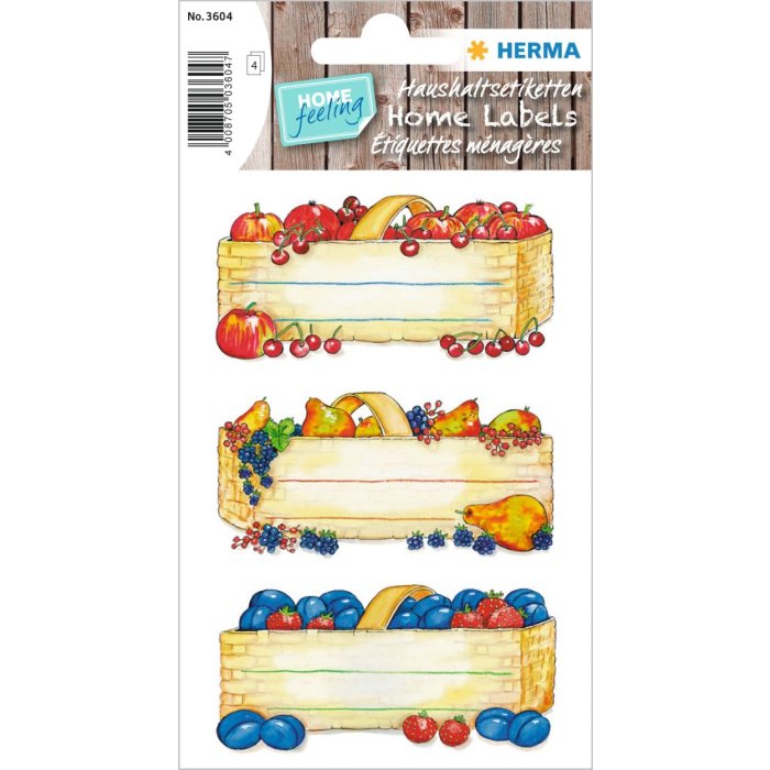 Adhesive canning labels "Fruit Basket" - 4 sheets