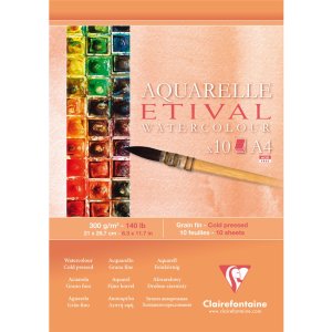 Watercolor paper fine grained ETIVAL - cellulose A4, 10...