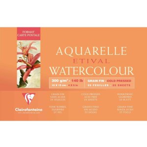 Watercolor paper 10x15 cm postcard size, 25 sheets, 300g