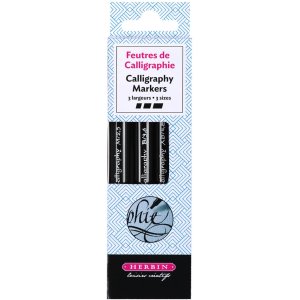 3 Calligraphy felt-tip pens black