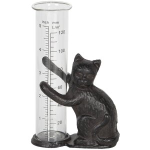 Precipitation gauge cat 9x5x16 cm brown