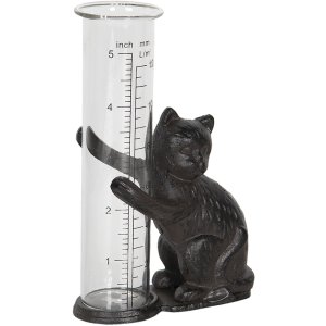 Precipitation gauge cat 9x5x16 cm brown