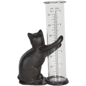 Precipitation gauge cat 9x5x16 cm brown