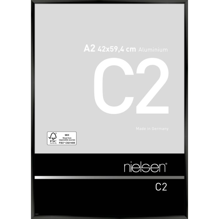 Nielse alu frame C2 Jet Polished Black 42x60 cm