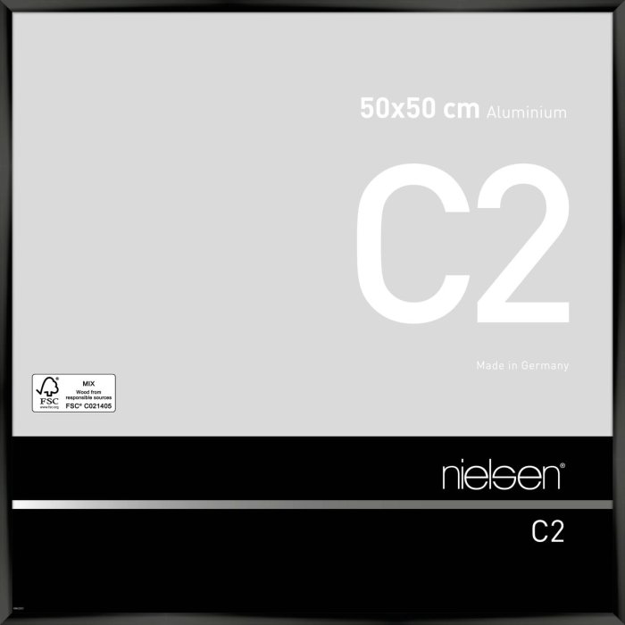 Nielse alu frame C2 Jet Polished Black 50x50 cm