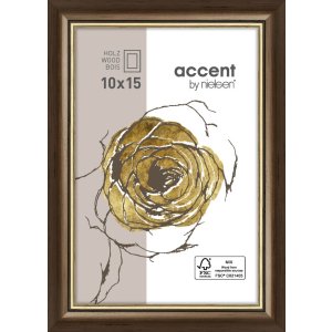 Ascot wooden frame 10x15 cm dark brown - gold