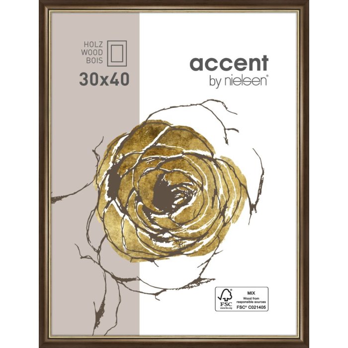 Ascot wooden frame 21x29,7 cm dark brown - gold