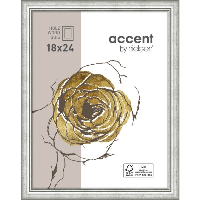 Ascot wooden frame 30x40 cm silver