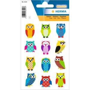 HERMA Sticker MARIC owls, foil glittery