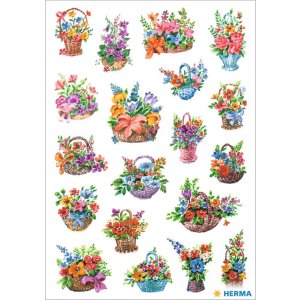 HERMA Decorative labels DECOR flowers in basket 3 sheets