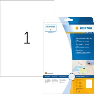 HERMA Labels transparent matt A4 210x297 mm film 25 pcs.