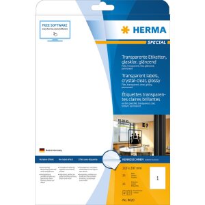 HERMA Labels transparent crystal-clear  A4 210x297 mm...