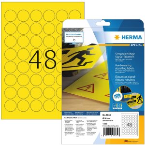 HERMA Labels signalling hard-wearing A4 Ø 30 mm...