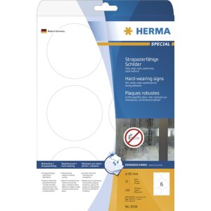 HERMA Signs hard-wearing A4 Ø 85 mm round white...