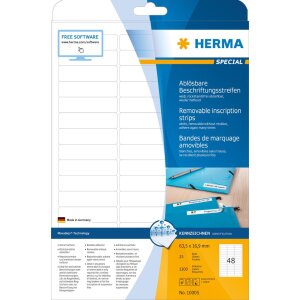 HERMA Removable inscription strips A4 63,5x16,9 mm white...