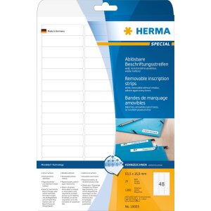 HERMA Removable inscription strips A4 63,5x16,9 mm white Movables-removable paper matt 1200 pcs.